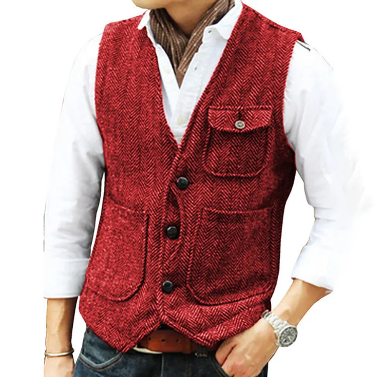 Valenzora | Casual sleeveless single-breasted vest with pockets and a slim fit