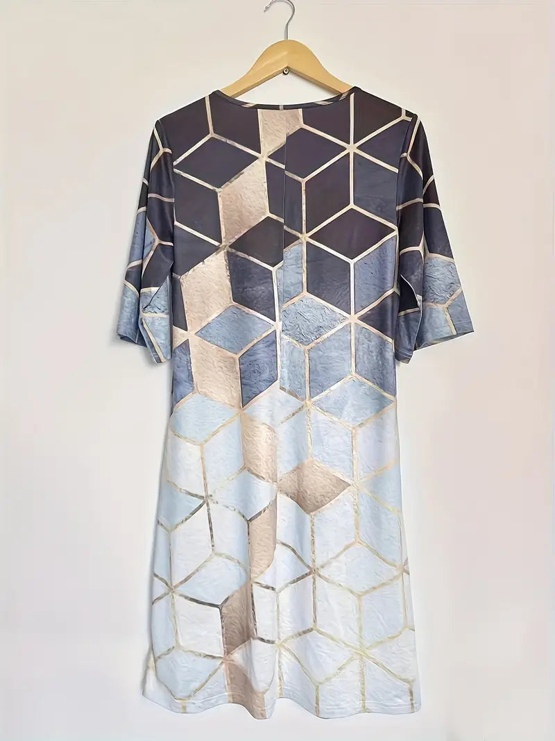 Valenzora | Elegantes Midikleid mit geometrischen Mustern