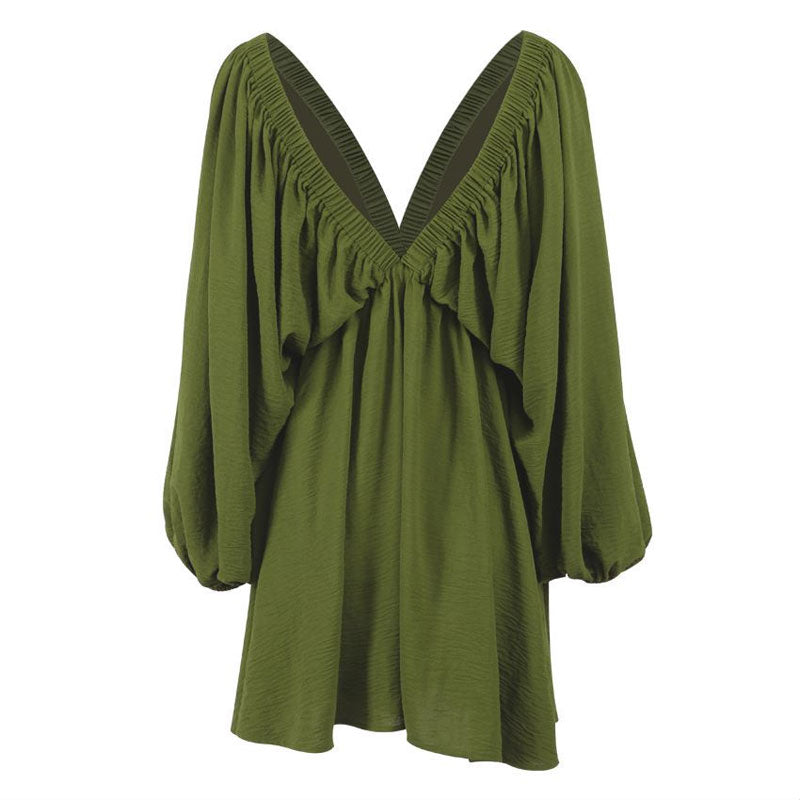 Valenzora | Gathered mini dress with butterfly sleeves
