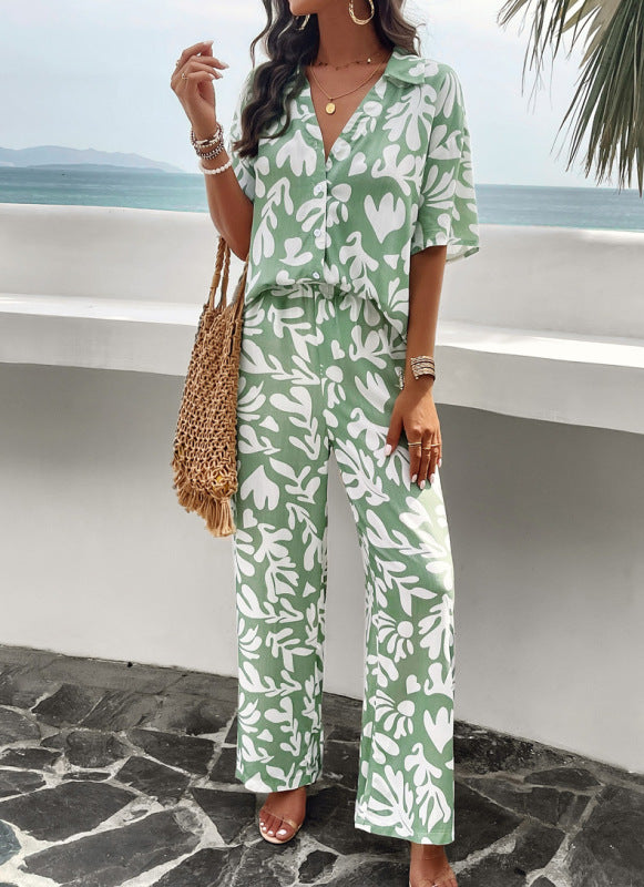 Valenzora | Elegantes, trendiges Set mit schwarzem Wirbelmuster – Hose und Hemd