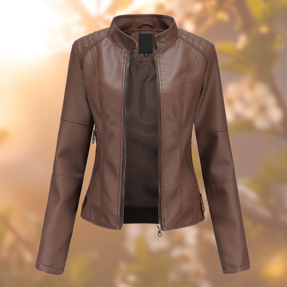 Valenzora | Simple leather biker-style jacket for women
