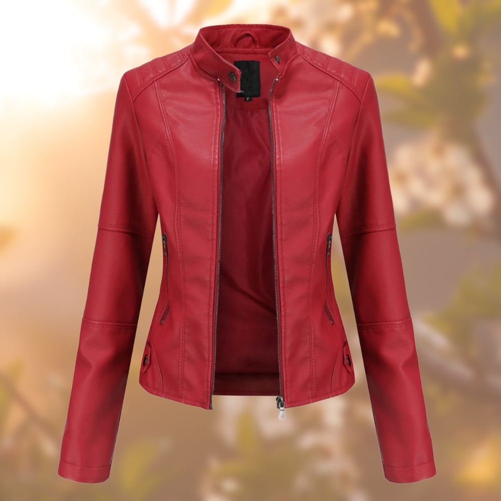 Valenzora | Simple leather biker-style jacket for women