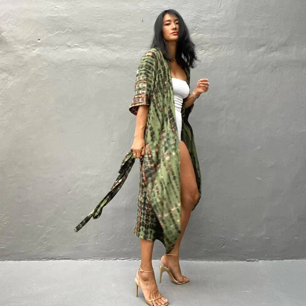 Eden® | Stilvoller Kimono Armeegrün
