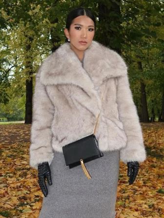 Valenzora - Eleganter flauschiger Kunstpelzmantel