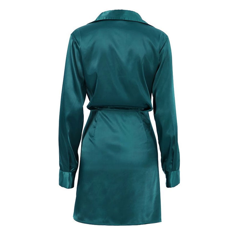 Valenzora | Satin mini dress with V-neck and ruching