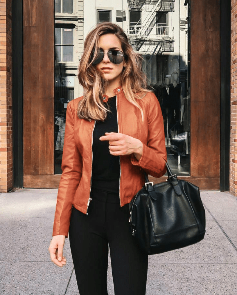 Valenzora | Damen Slim Fit Lederjacke, perfekt für den Herbst, trendy & lässig