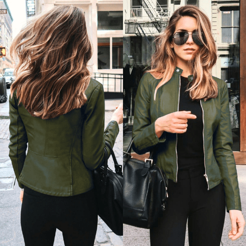 Valenzora | Damen Slim Fit Lederjacke, perfekt für den Herbst, trendy & lässig