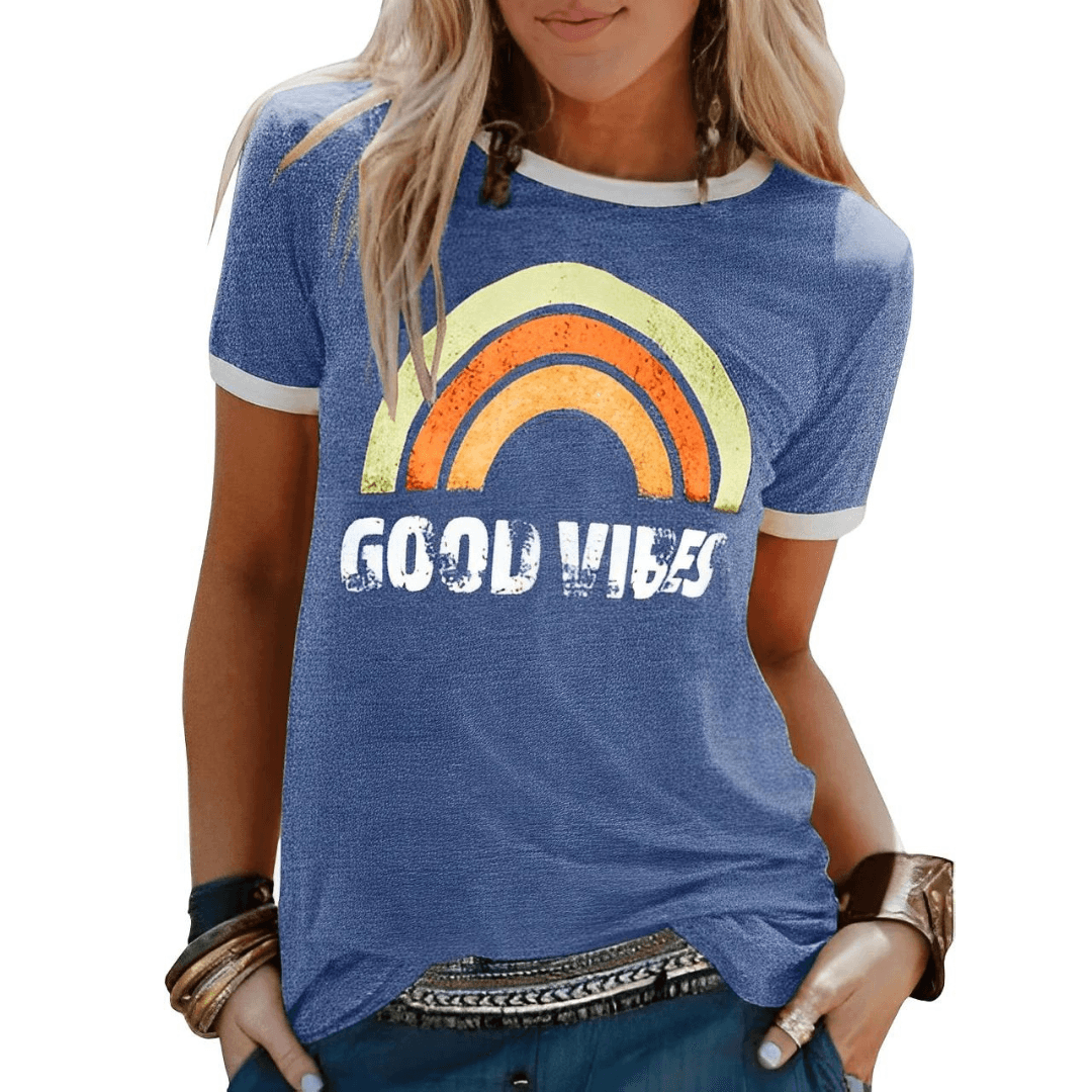Valenzora | Retro Good Vibes Grafik-T-Shirt für Damen