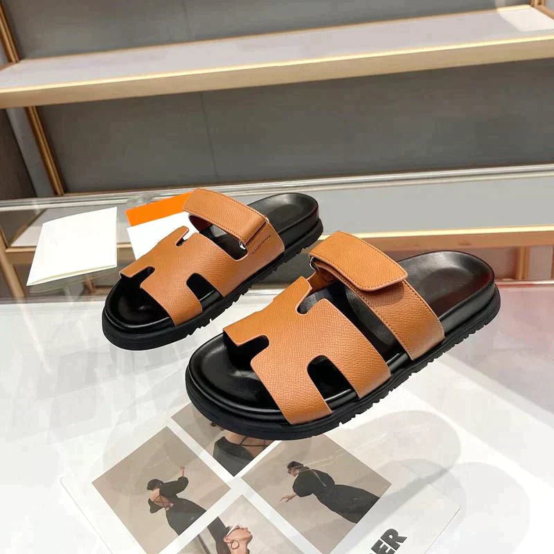 Verta™ - Comfortable Roman-style summer sandals with H-shape and Velcro closure