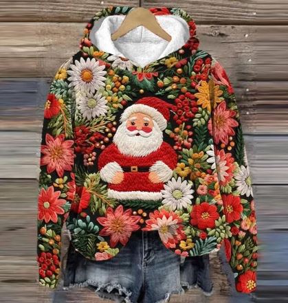 Valenzora | Vintage-Weihnachtsmann-Kapuzenpullover