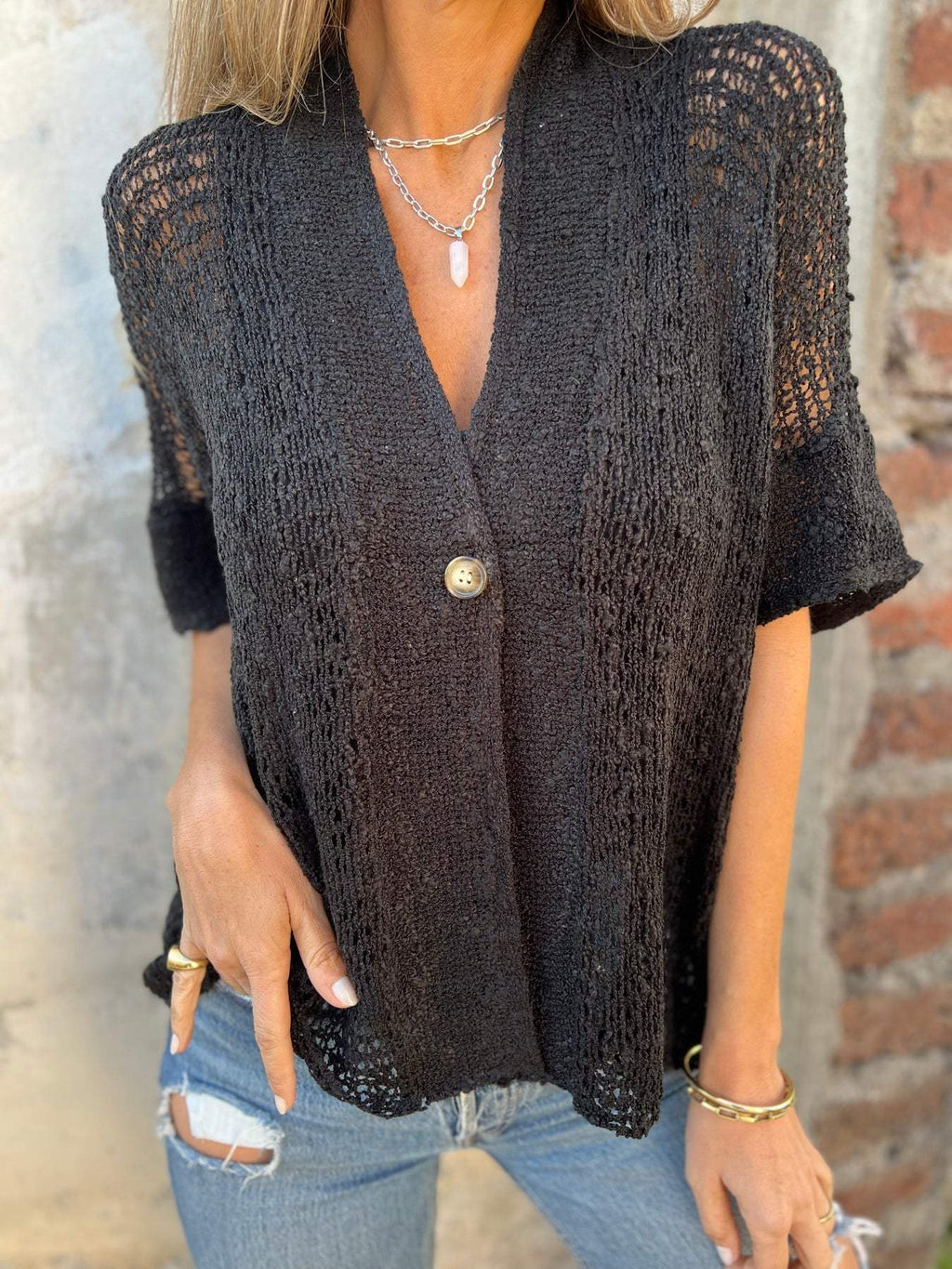 Valenzora | Midsummer open-knit top with long sleeves for women