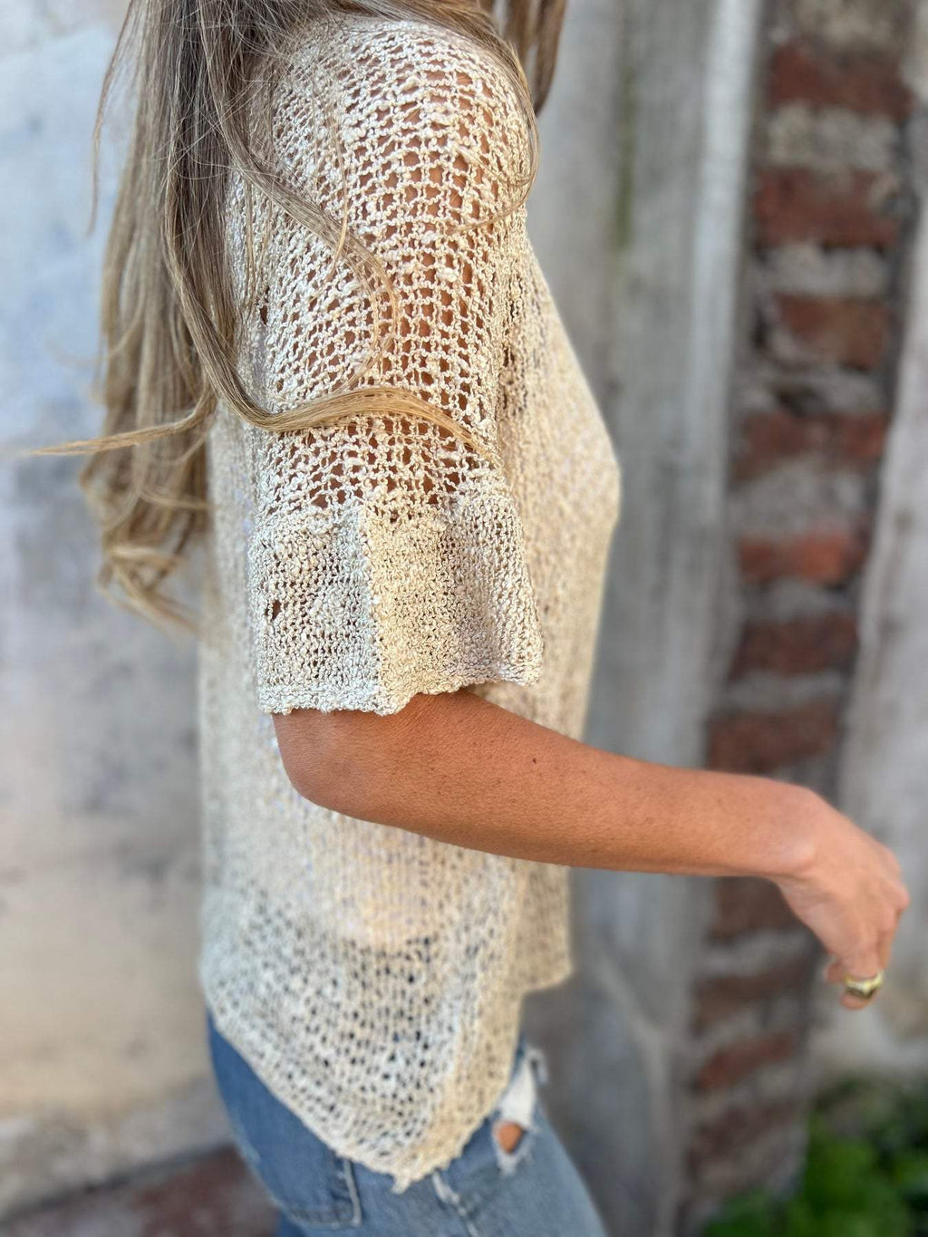 Valenzora | Midsummer open-knit top with long sleeves for women