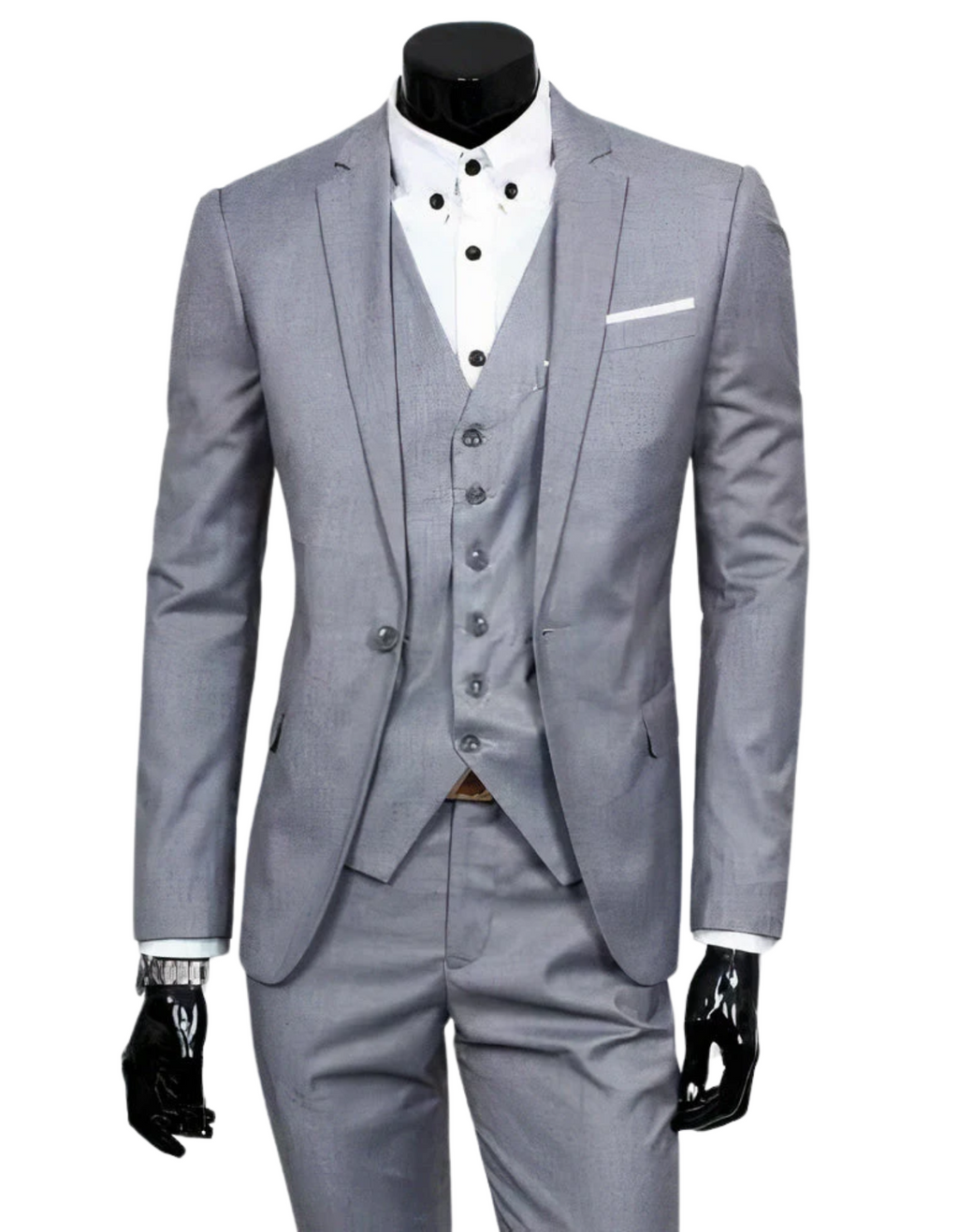 Valenzora | 3-teiliger Anzug mit Reverskragen, Blazer, ärmelloser Weste und schmaler Hose