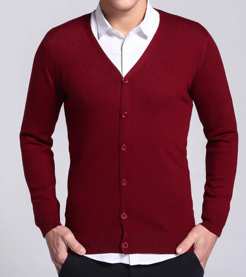 Valenzora | Warmer, langärmliger, schmal geschnittener Cardigan mit V-Ausschnitt und Knöpfen