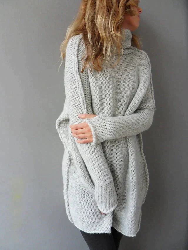 Valenzora – Grauer Oversized-Rollkragenpullover