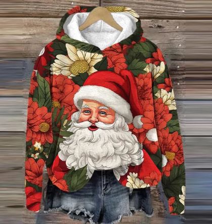 Valenzora | Vintage-Weihnachtsmann-Kapuzenpullover
