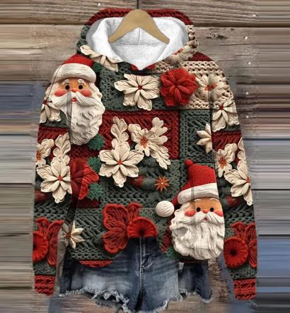 Valenzora | Vintage-Weihnachtsmann-Kapuzenpullover