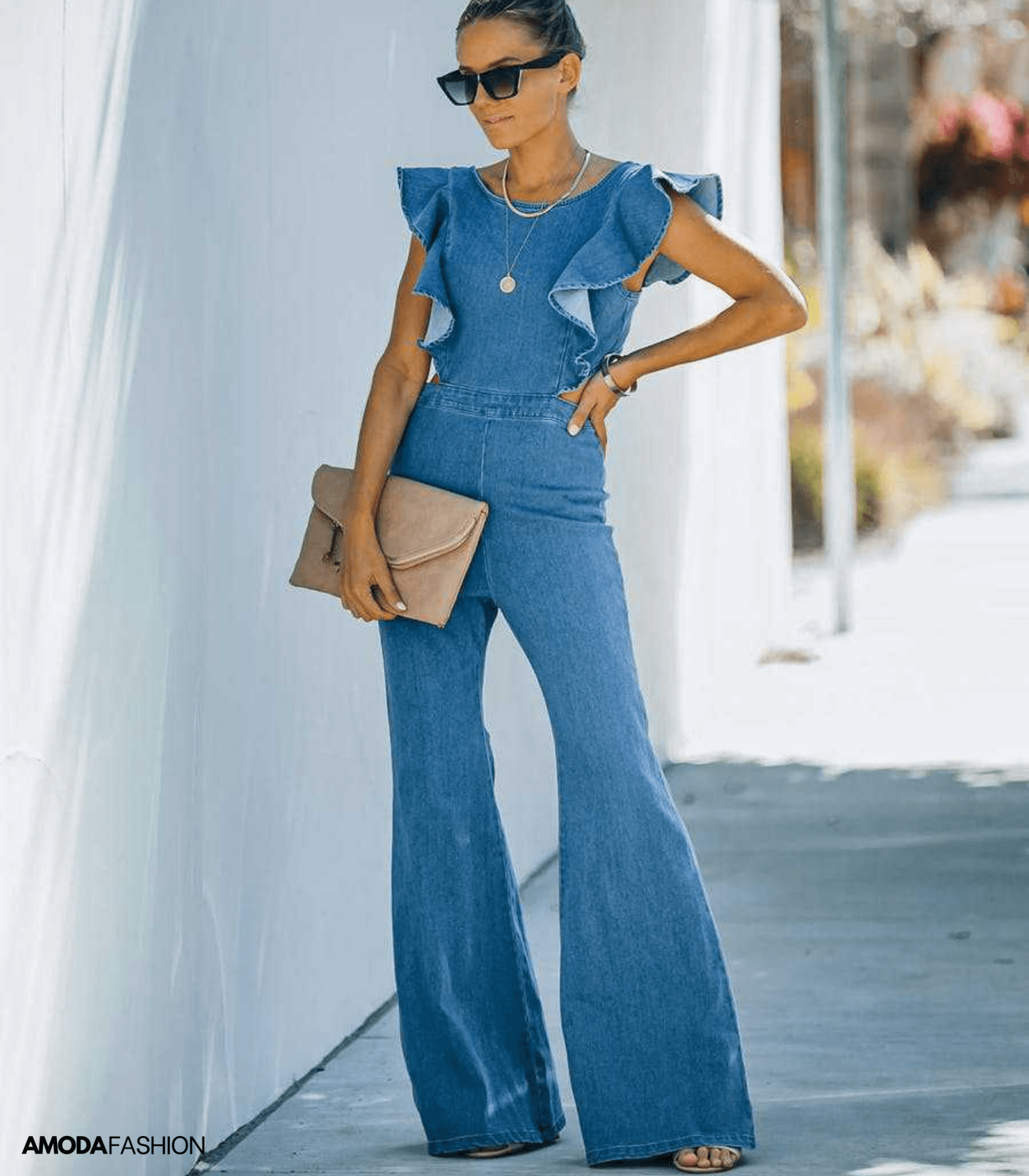 Valenzora | High-quality denim jumpsuits with flared sleeves
