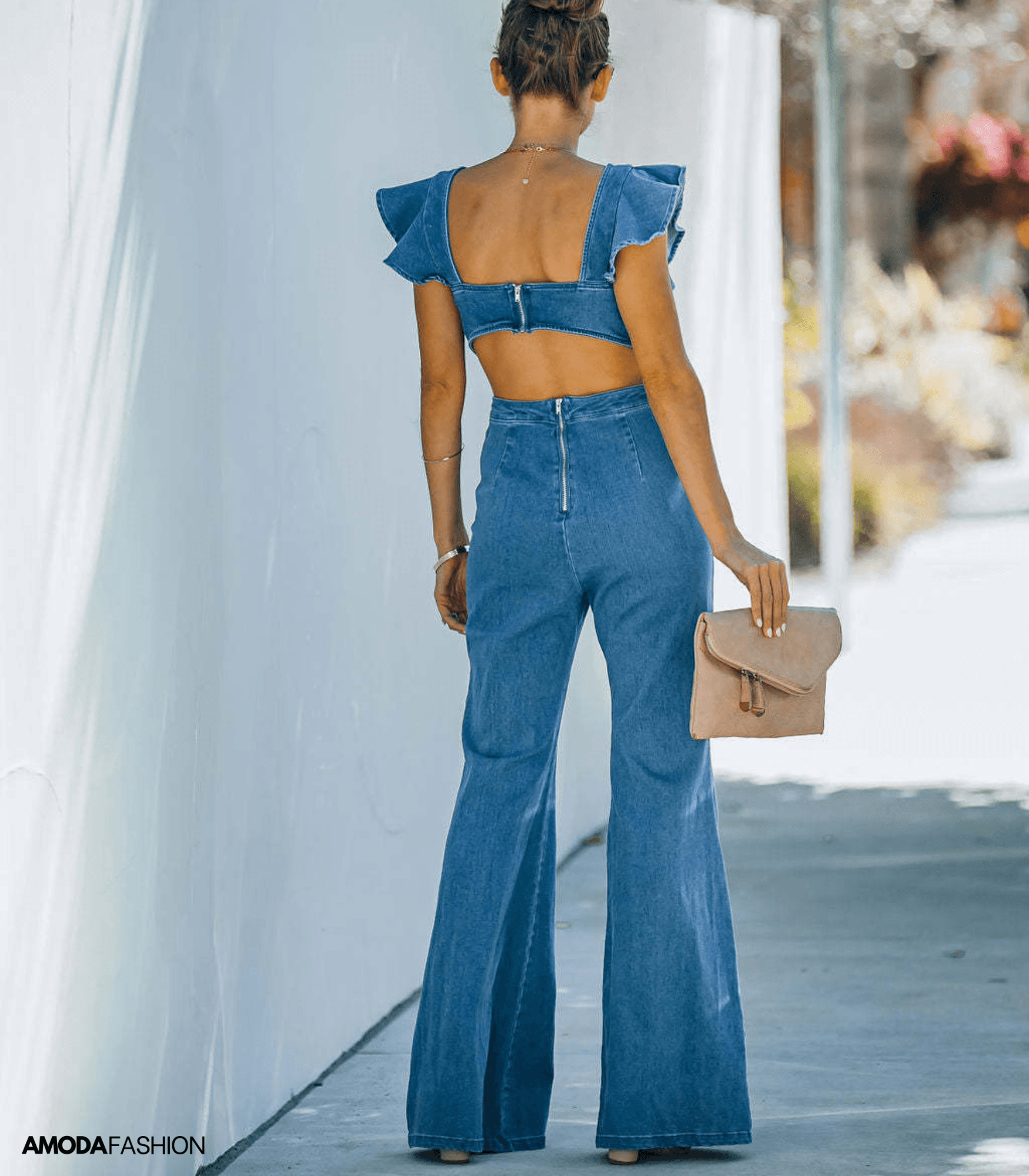 Valenzora | High-quality denim jumpsuits with flared sleeves