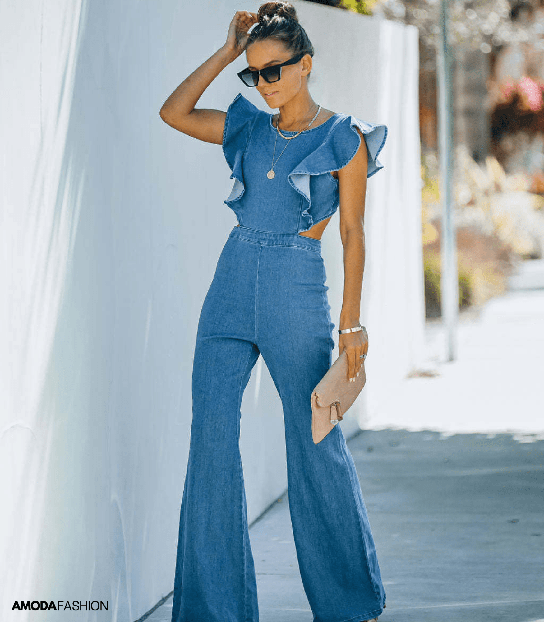 Valenzora | High-quality denim jumpsuits with flared sleeves