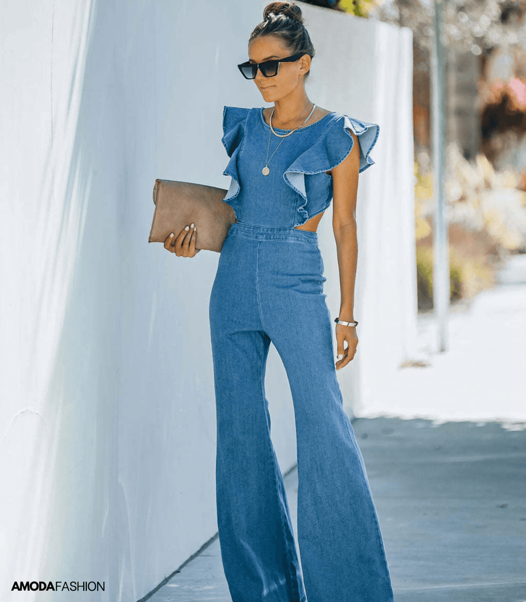 Valenzora | High-quality denim jumpsuits with flared sleeves