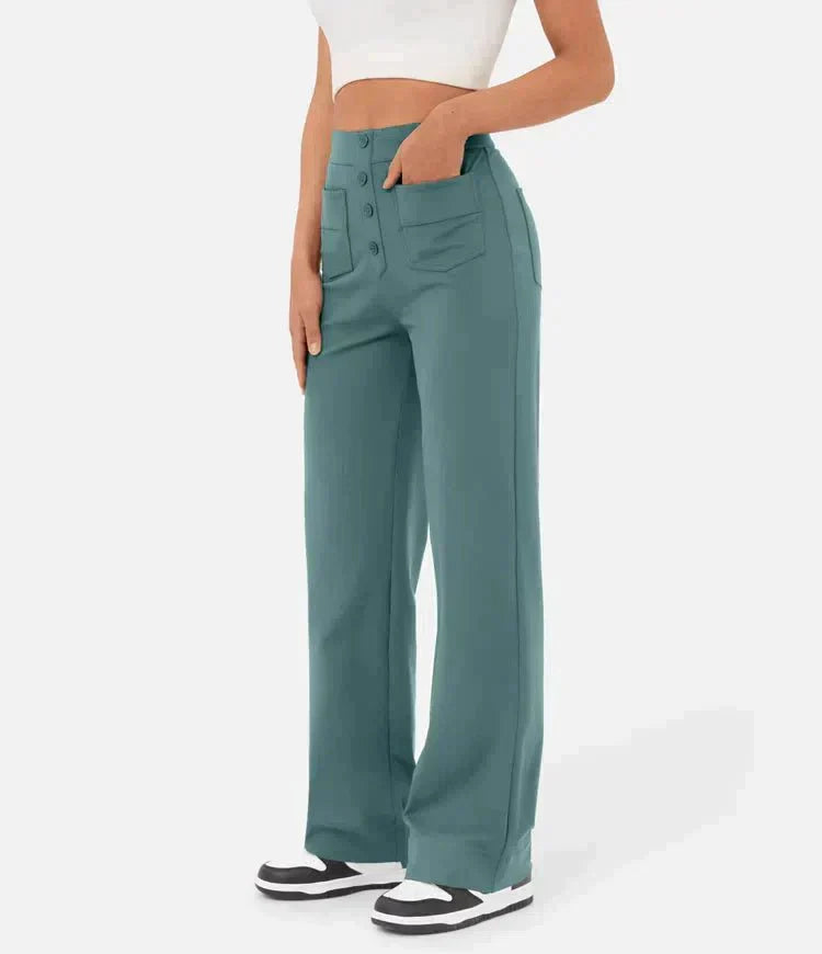 High-waisted, elasticated leisure trousers