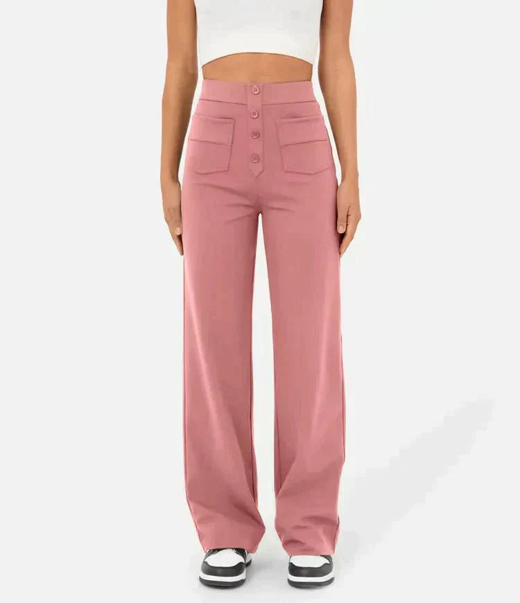 High-waisted, elasticated leisure trousers