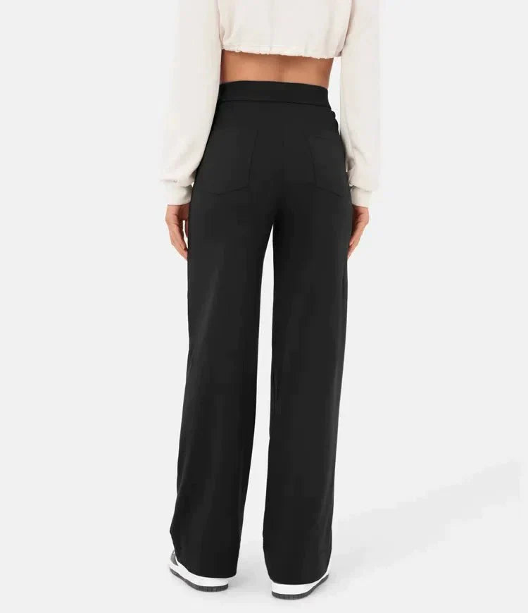 Elastic high-waisted leisure trousers