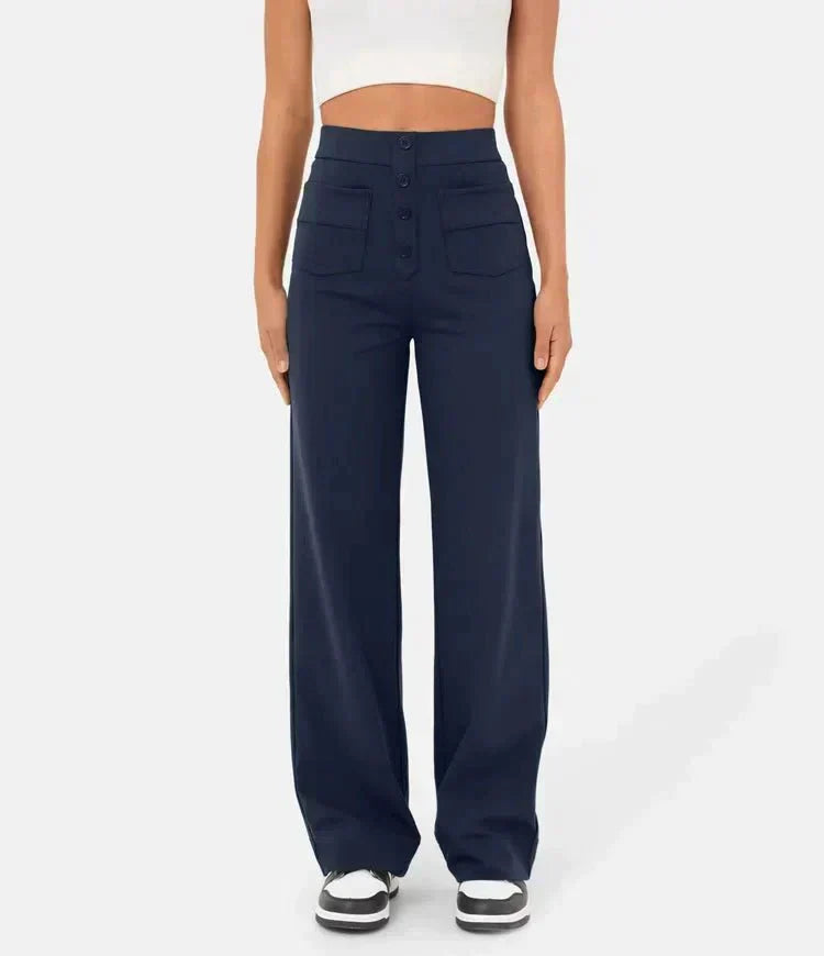 High-waisted, elasticated leisure trousers