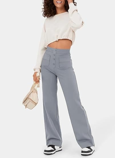 Elastic high-waisted leisure trousers