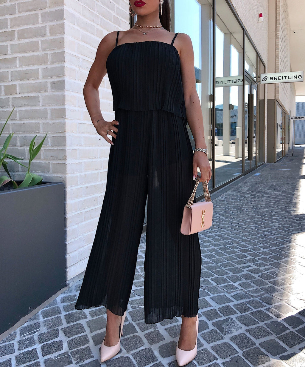 Pleated One-Piece Black