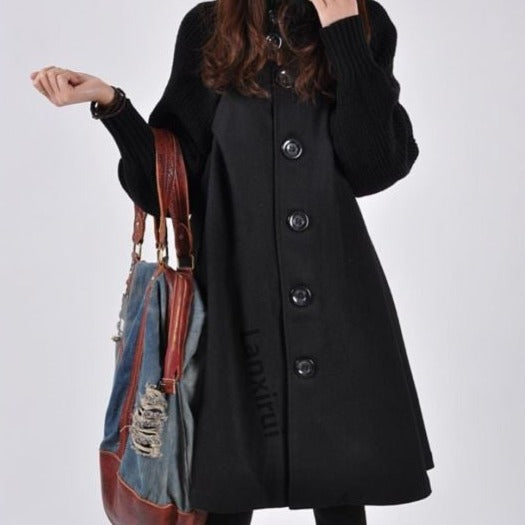 Valenzora High-necked patchwork coat with long sleeves