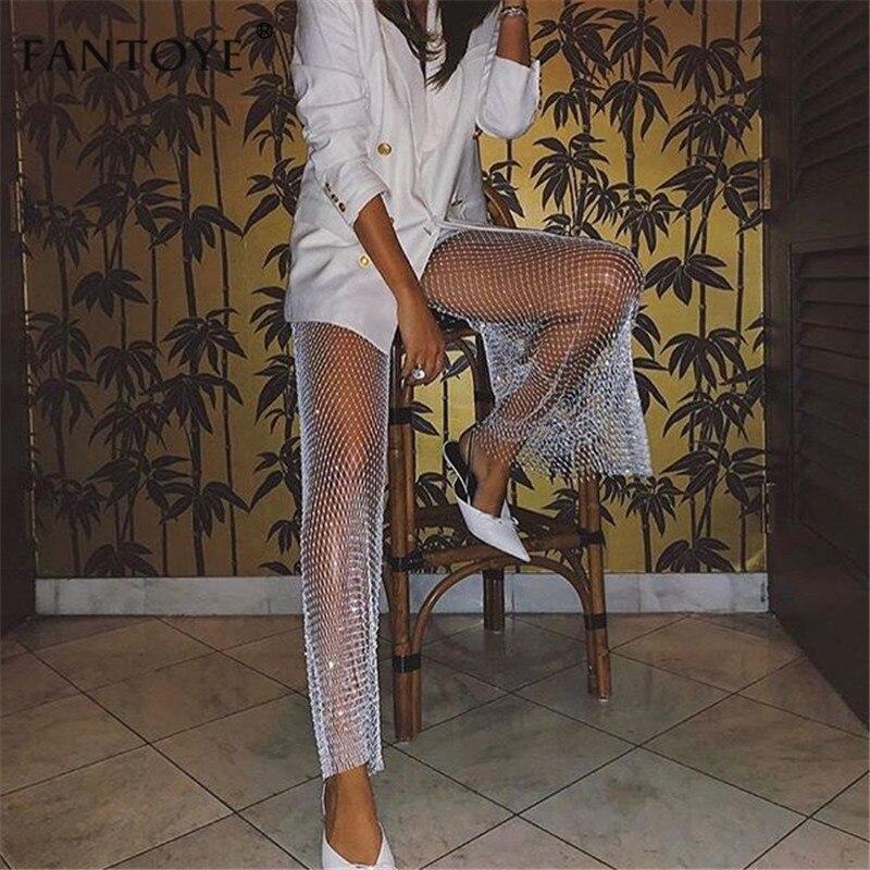 Valenzora | Hollow Out Elastic Fishnet Pants