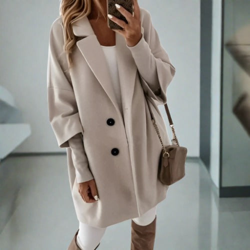 Valenzora - Women's chic oversized coat in ivory