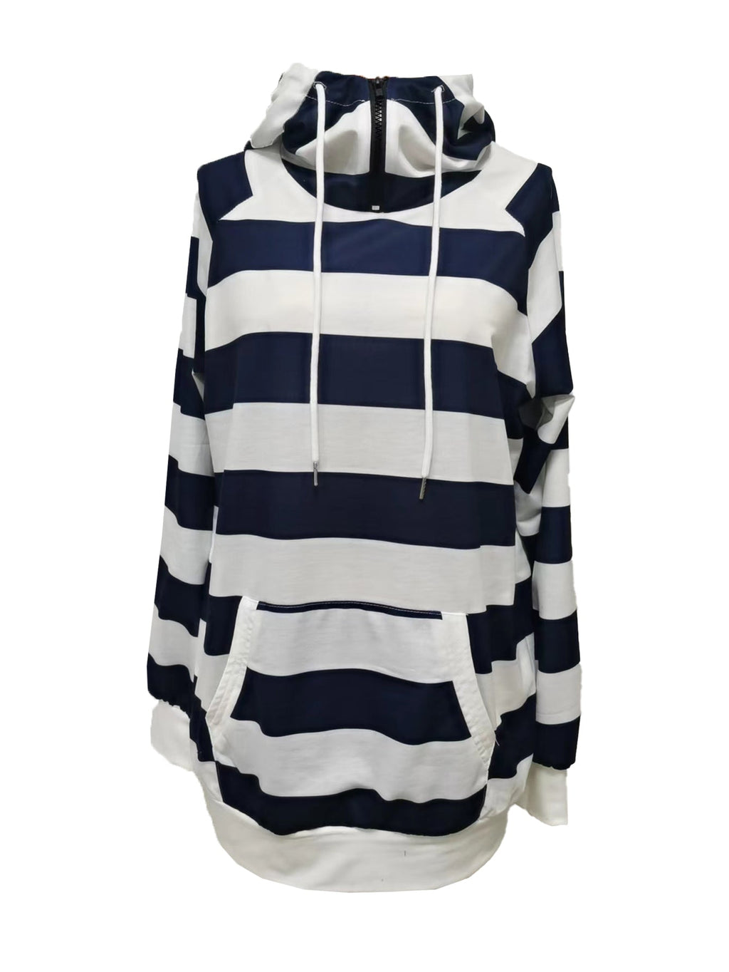 Valenzora | Striped hoodie with zipper and drawstring