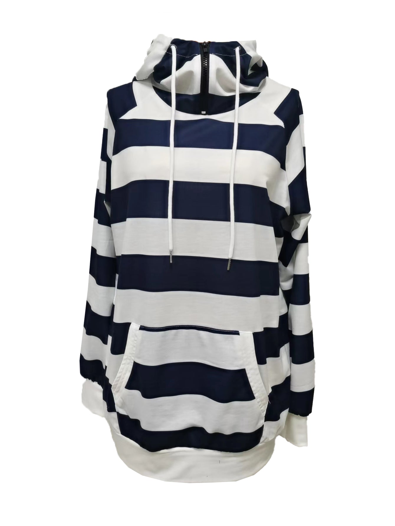 Valenzora | Striped hoodie with zipper and drawstring