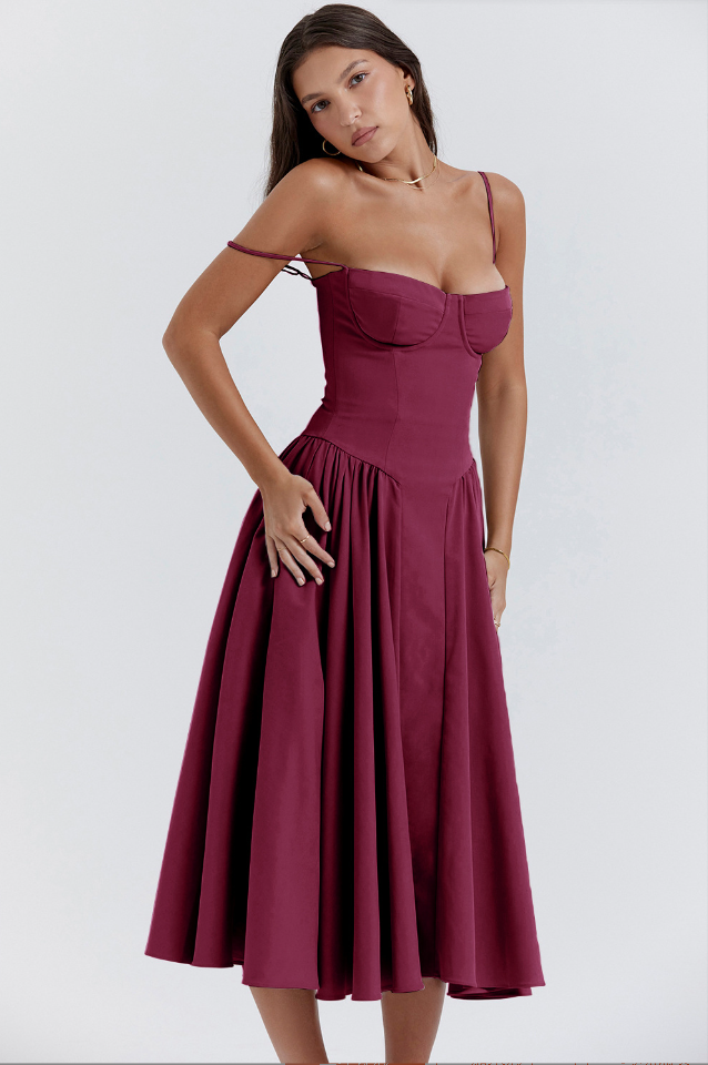 Valenzora | Ärmelloses Midikleid mit Korsett-Passform