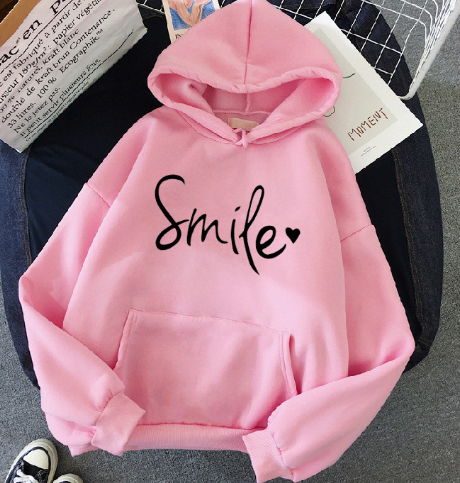 Valenzora | Gemütlicher Hoodie für Damen mit lässigem Lächeln-Print und Tunnelzug