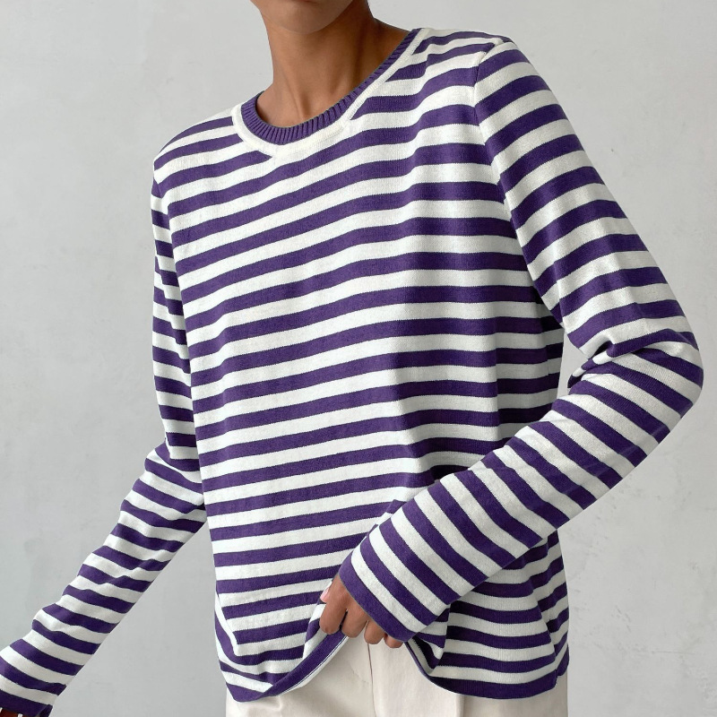 Valenzora - Gestreiftes Langarmshirt mit Rundhalsausschnitt für Damen