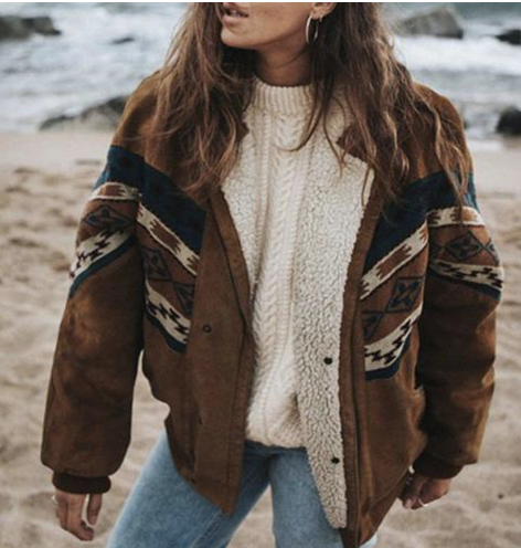 Valenzora | Boho winter jacket with ethnic pattern