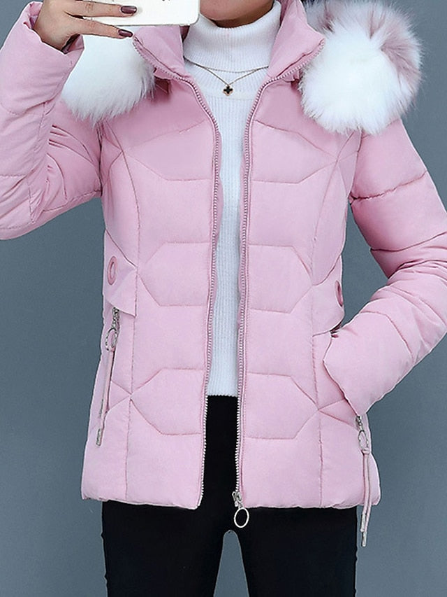 Valenzora | Stylish women's winter jacket with fur collar
