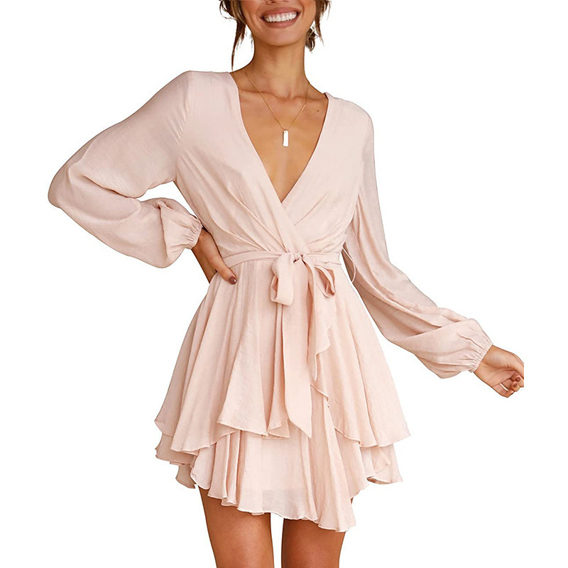 GWEN - Dress with V-neck and lantern sleeves