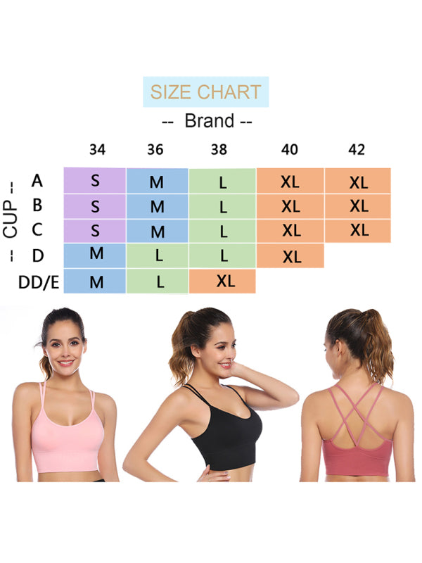 Valenzora | 3-Pack Women's Padded Sports Bra Crisscross Yoga Bra Seamless Medium Impact Fitness Activewear