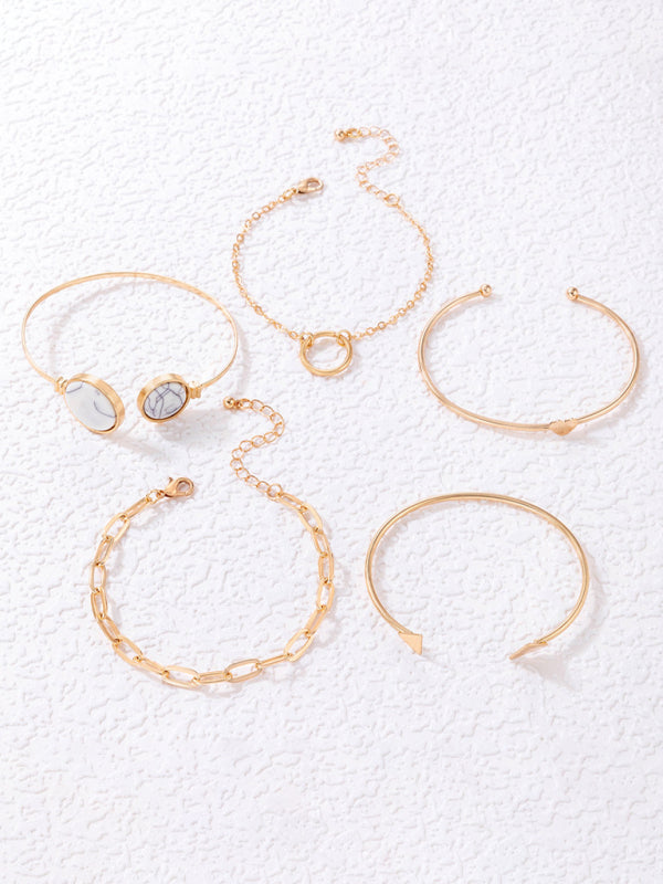 Valenzora | Inset Open Fünfteiliges Armband Geometrisches Liebesdreieck-Armband-Set