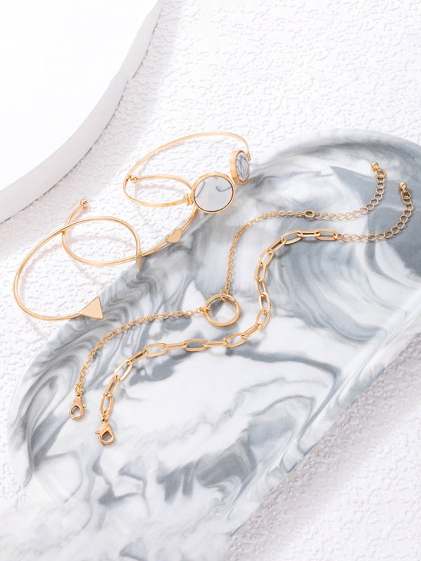Valenzora | Inset Open Fünfteiliges Armband Geometrisches Liebesdreieck-Armband-Set