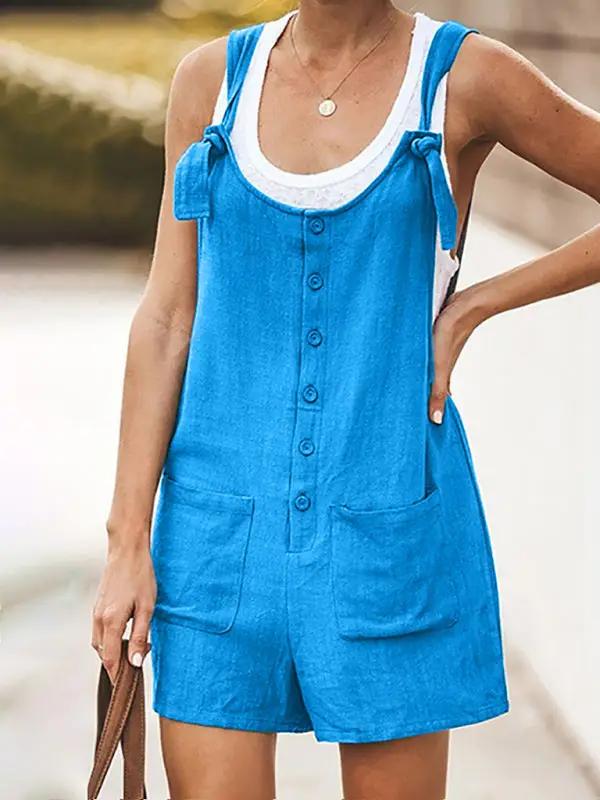 Valenzora | Damen Gänseblümchen-Latzhose aus Baumwollleinen