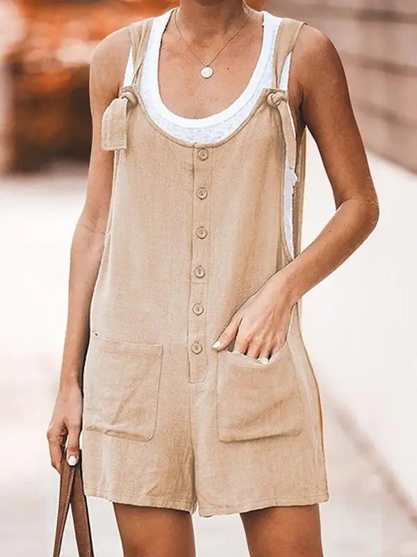 Valenzora | Damen Gänseblümchen-Latzhose aus Baumwollleinen