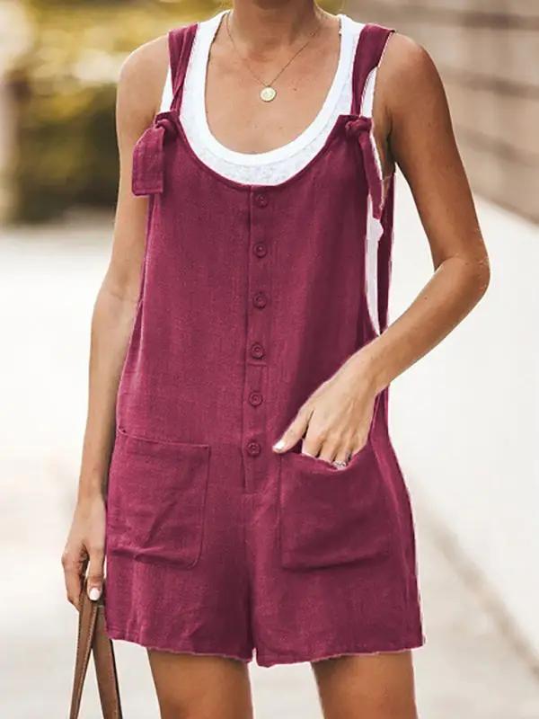 Valenzora | Damen Gänseblümchen-Latzhose aus Baumwollleinen