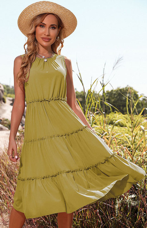 Valenzora | Women's Sleeveless Tank Top Cake Dress Midi Dress