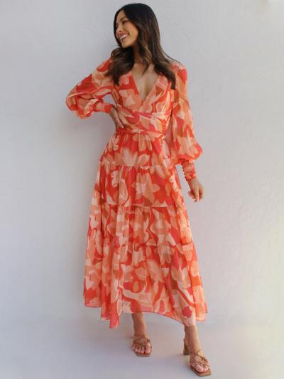 Valenzora | Radiant long-sleeved maxi dress